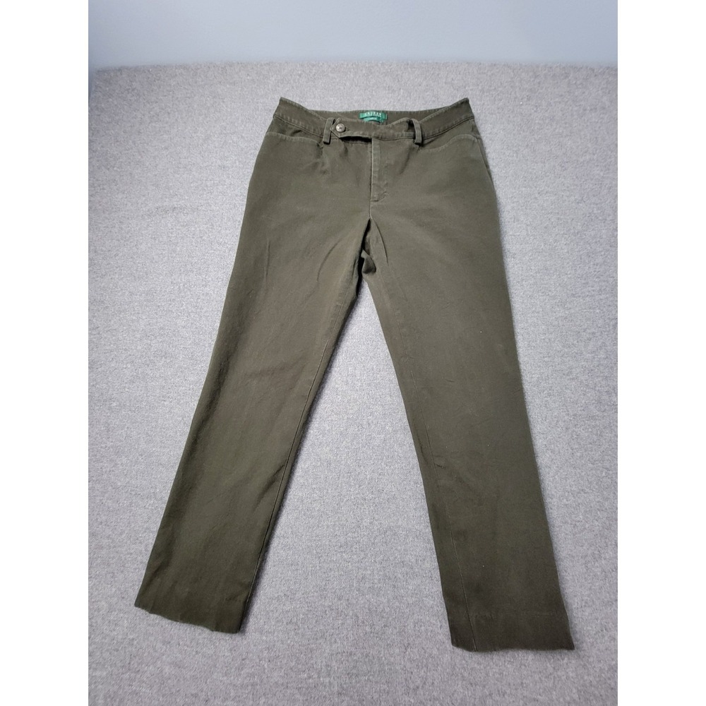Lauren‎ Ralph Lauren Women's Adele Pants Olive Straight Leg Career Size 8